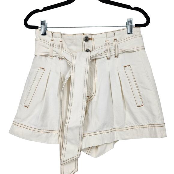 GRLFRND Denim Cotton Belted High Waist Juliet Shorts In See It Now Size 25 - Picture 2 of 7